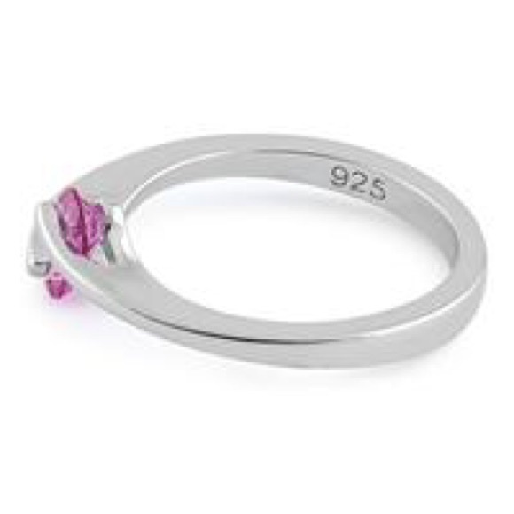 Sterling Silver 925 “Double Round” Ruby CZ Ring Size: 8 - Picture 4 of 6